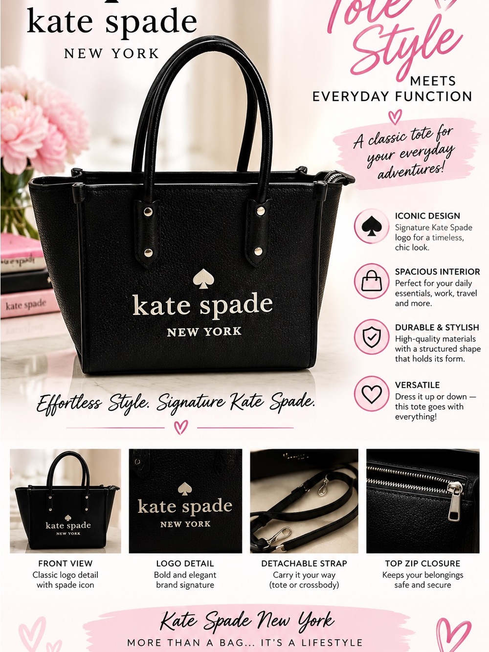 kate spade Black Logo Tote